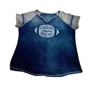 Torrid Womens Size 1 (14/16) Navy Classic Fit Beers and Cheers Football T-Shirt